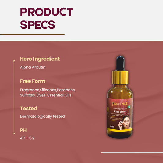 PURGENCE Vitamin C & 2% Alpha Arbutin Brightening Face Serum