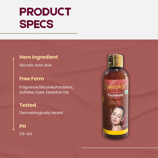 PURGENCE AHA + Glycolic Brightening Face Wash | 100 ml